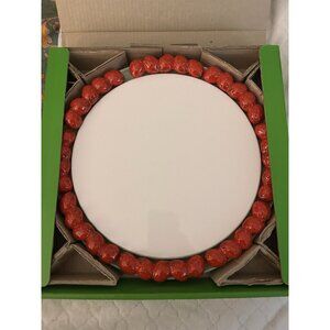 Shafford 12.5” Ceramic STRAWBERRY Fruit Trimmed Cake Plate Red Teal VTG Japan